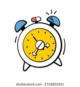 Icono del reloj despertador que representa el horario de medicación y los recordatorios de salud,