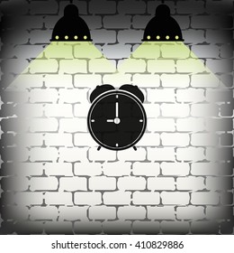 Alarm clock icon. Retro mechanical clock illustration.