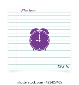 Alarm clock icon. Retro mechanical clock illustration.