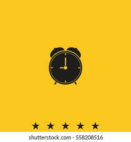 Alarm clock icon. Retro mechanical clock illustration.