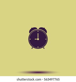 Alarm clock icon. Retro mechanical clock illustration.