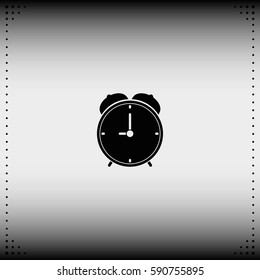 Alarm clock icon. Retro mechanical clock illustration.