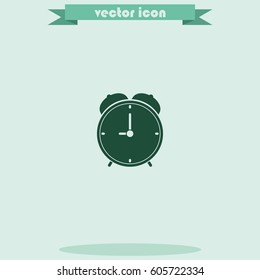Alarm clock icon. Retro mechanical clock illustration.