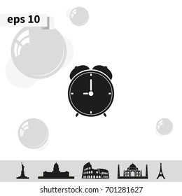 Alarm clock icon. Retro mechanical clock illustration.