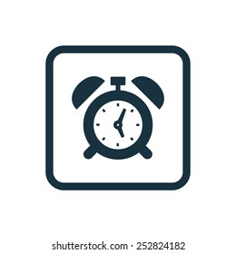 alarm clock icon Rounded squares button, on white background 