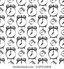 Alarm Clock Icon Seamless Pattern Vector Art Illustration
