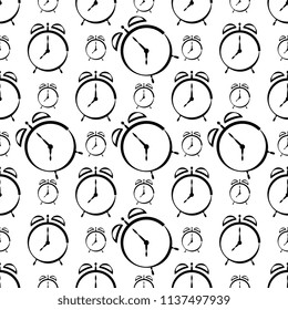 Alarm Clock Icon Seamless Pattern Vector Art Illustration