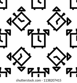 Alarm Clock Icon Seamless Pattern Vector Art Illustration