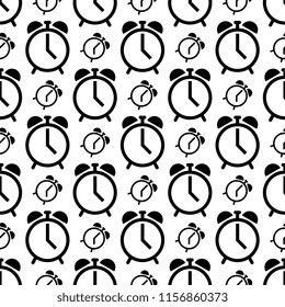 Alarm Clock Icon Seamless Pattern Vector Art Illustration