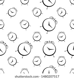 Alarm Clock Icon Seamless Pattern Vector Art Illustration
