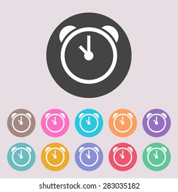 Alarm clock icon. Set of colored icons.