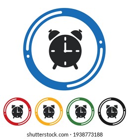 Alarm clock icon set. flat design vector illustration in 5 colors options for web design
