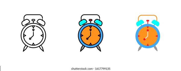 Alarm clock icon set isolated on white background for web design ,travel concept