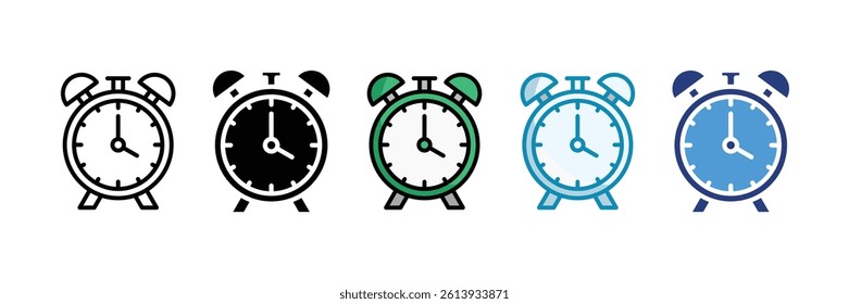 Alarm Clock Icon Set Multiple Style Collection