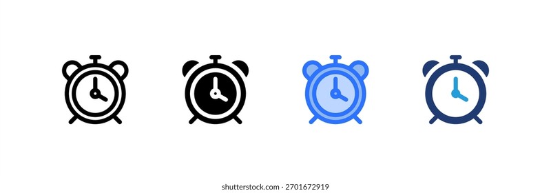 O ícone Alarm Clock define várias coleções de estilos. Ilustração vetorial.