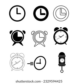 alarm clock icon set, Time pendulum clock icon. Simple illustration.eps