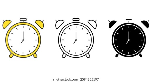 Alarm clock icon set. Time flat simple infographics design template. symbols watch sign vector illustration.