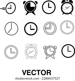 Reloj de alarma Icono conjunto ilustración de estilo de moda en fondo blanco..eps