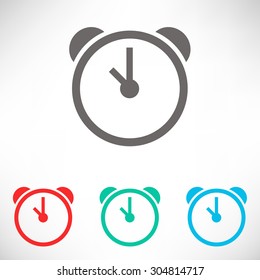Alarm clock icon.  Set of varicolored icons.