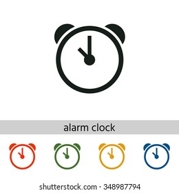 Alarm clock icon. Set of varicolored icons.