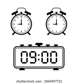 Alarm Clock Icon Set Vector, Digital Alarm Clock Icon