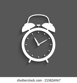 alarm clock icon with shadow on a grey background