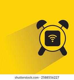 alarm clock icon with shadow on yellow background