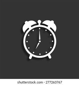 Alarm clock icon with shadow - vector illustration