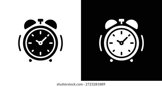 Wecker Icon Blatt Schwarz und Weiß