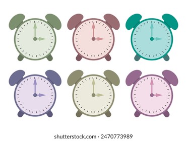 Alarm clock icon sheet on white background