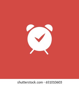 alarm clock icon. sign design. red background