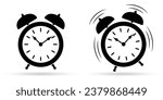 Alarm clock icon or sign. Time, watch, wake up symbol. Vector illustration.