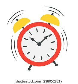 Alarm clock icon or sign. Time, watch, wake up, hurry up symbol. Ringing watches. Vector illustration.