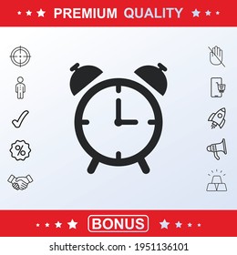 Alarm clock icon, sign, vector set, outline illustration concept. Extra vector elements for your design. Vector illustration