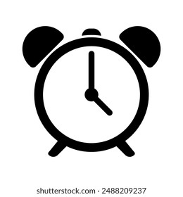 Alarm Clock icon. Silhouette Style. Vector icon.