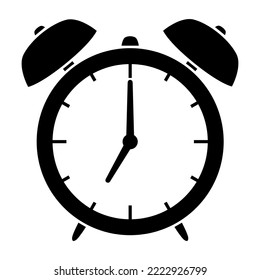 Alarm clock icon silhouette. Vector illustration isolated on white background.