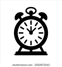 Diseño de Ilustración vectorial de silueta de icono de reloj despertador sobre fondo blanco.