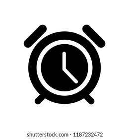 Alarm clock icon simple flat style outline illustration.