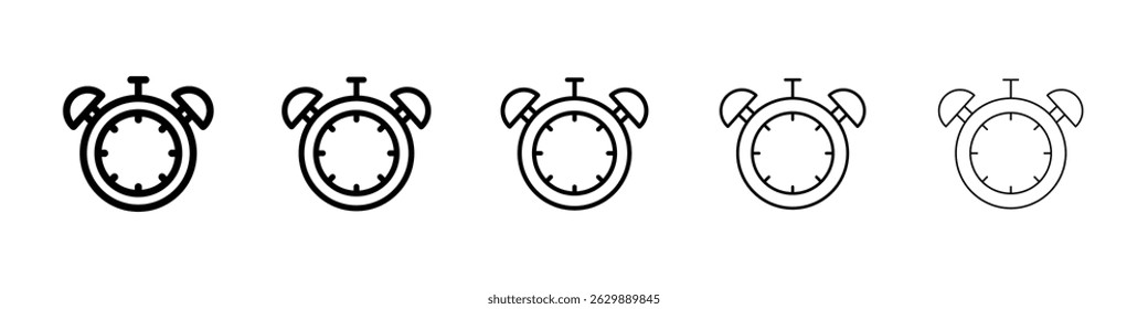 Icono de reloj despertador Símbolo plano de línea delgada simple