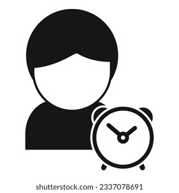 Alarm clock icon simple vector. Sleep problem. Stress person