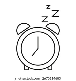 Symbol für Wecker. Schlafzeitsymbol. Einfache Uhrengrafik. Vektorobjektzeichnung.