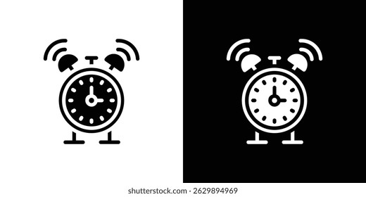 Alarm clock icon in solid flat trendy design style.