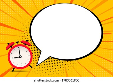 Alarm Clock Icon with speech bubble background. Vector Illustration EPS10