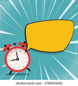 Alarm Clock Icon with speech bubble background. Vector Illustration EPS10