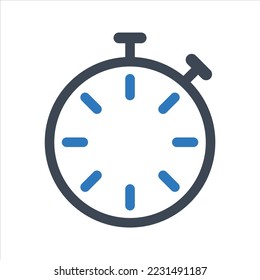 Alarm clock icon. Stopwatch icon. Vector and glyph