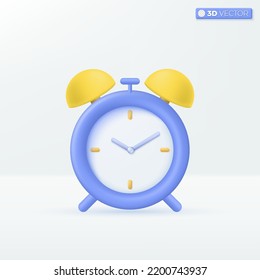 alarm clock icon symbols. Time-keeping, Reminder, Classic Table Clock, deadline concept. 3D vector isolated illustration design. Cartoon pastel Minimal style. You can used for design ux, ui, print ad.