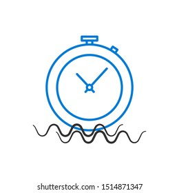 Alarm clock icon. Thin line. Isolated on white background. 