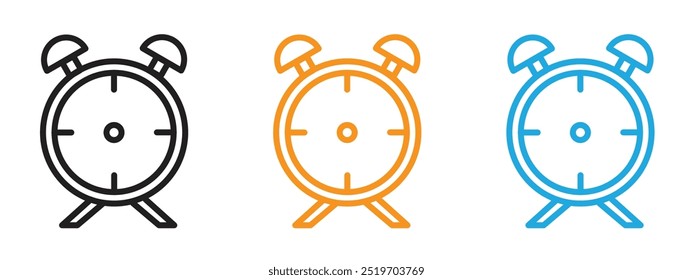 Wecker-Symbol Dünne Linie Illustrationssatz