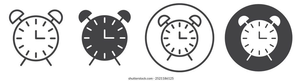 Alarm clock icon thin line illustration