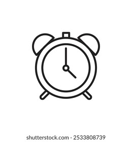 Icono de reloj despertador Ilustración plana de línea delgada